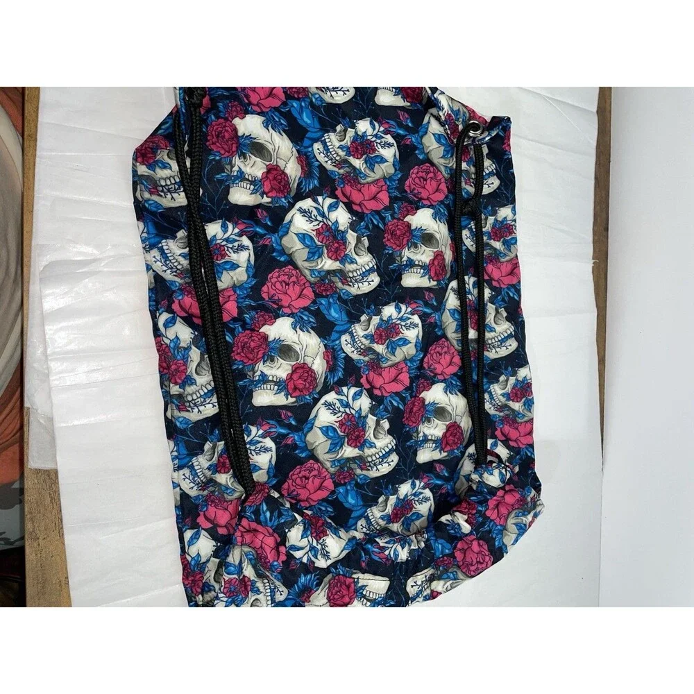 Schismatic Industries Sugar Skull Roses Drawstring Bag Cinch Sack BJJ Gear